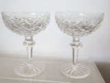 Pair Signed Waterford Hand Cut glass Powerscourt dessert champagne