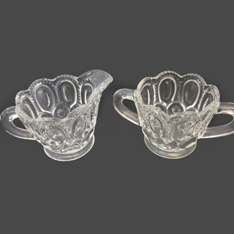 L E Smith moon and star clear Glass sugar and creamer