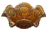 Imperial marigold hobstar amber carnival crimped bowl