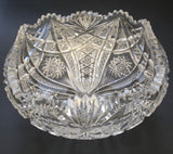 ABP cut glass square bowl American Brilliant crimped  tg