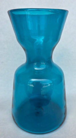 Blenko 5520 Glass blue rectangular carafe / vase.