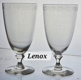Pair Signed Lenox Crystal sentiment ice tea glasses replacement