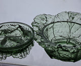 L.E Smith Glass green cabbage bowl with lid