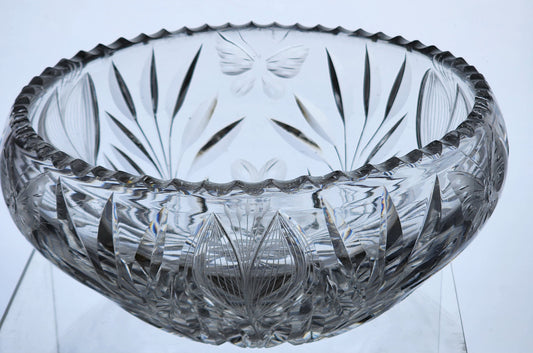 ABP cut glass bowl Murillo Pairpoint Butterfly ANTIQUE 7.5 lbs auction