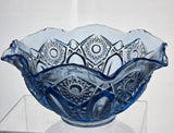 L E Smith Glass blue scoloped edge bowl