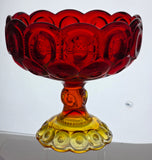 LE Smith glass large Red moon and stars footed bowl