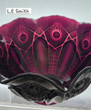 L.E Smith Glass Amethyst  ruffled edge Quintec bowl