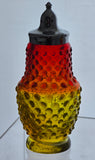 Amberina hobnail Glass salt and pepper set