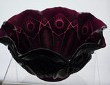 L.E Smith Glass Amethyst  ruffled edge Quintec bowl