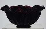 L.E Smith Glass Amethyst  ruffled edge Quintec bowl