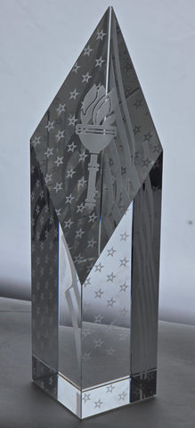 Glass art optical sculpture stars and stripes