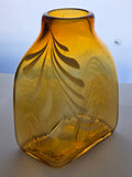 Amber Art glass white swirl rectangular