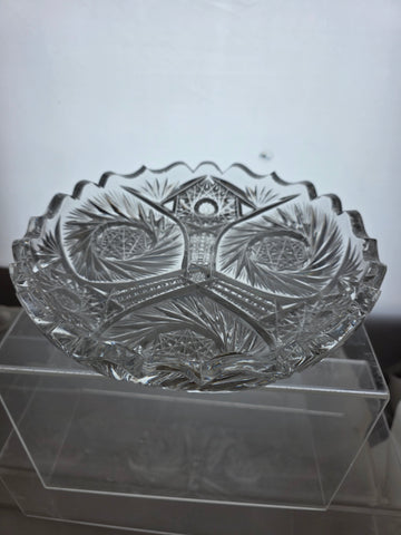 ABP cut glass low bowl American brilliant auc101