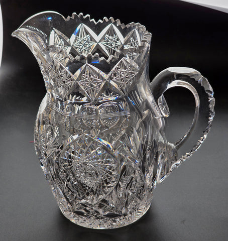 ABP Pitcher American Brilliant Period Cut Glass Antique tg18