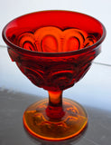 L E Smith Glass Moon and stars red sherberts pair