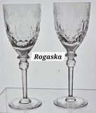 Pair Rogaska Hand Cut wine glass lead crystal Gallia