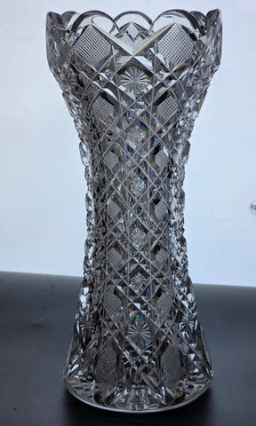 Cut glass corset vase antique Bob4