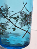 French Glass blue vase enamel painted c.1910