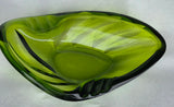 LE Smith glass one of a kind green kidney ashtray