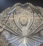 ABP cut glass square bowl American Brilliant crimped  tg