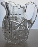 Signed Clark cut glass pitcher American brilliant blown blank Bob6