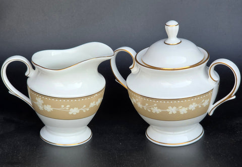 Signed lenox Bellina gold teapot sugar and creamer