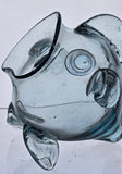 Vintage Opened mouth blueish art glass fish