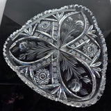 Hand Cut glass Bohemia triangle large snack dish 24% lead crystal