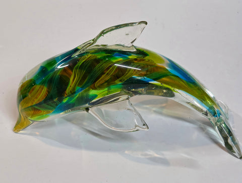 Art glass Dolphin rainbow