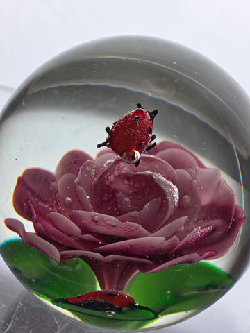 Art glass lady bug paperweight,
