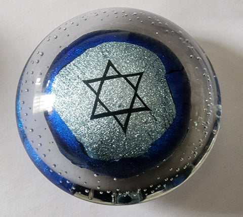 Art glass star paperweight signed