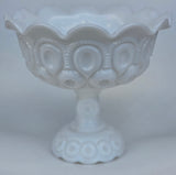 L.E SMITH milk glass Moon and star open footed dish