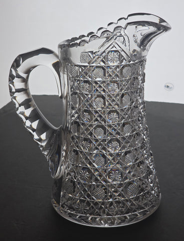 ABP cut glass Harvard pitcher American brilliant blown blank Bob26