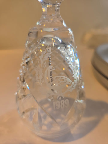 Signed Waterford cut glass 1989 Christmas bell