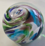 Art glass multicolor swirl paperweight