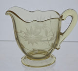 Lancaster Glass Co. Yellow Jubilee sugar and creamer set