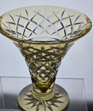 Hand Cut to clear amber glass vase 24% lead crystal