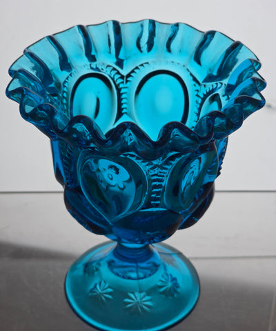 LE Smith glass blue moon and stars compote