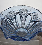 L E Smith Glass blue scoloped edge bowl