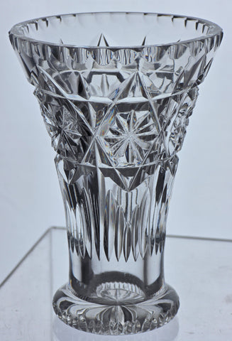 Hand cut glass small vase
