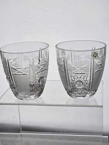 Pair Cut glass Rogaska dor Crystal Hand cut crystal