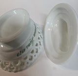 Westmoreland milk Glass Lion on nest dish