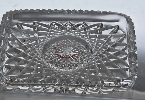 ABP cut glass signed Hawkes pin tray American