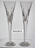 Signed Waterford CUT GLASS Times Square Toasting Flutes pair crystal