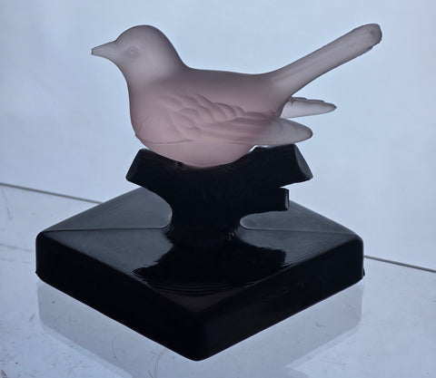Westmoreland glass pink bird on black branch base