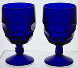 Viking Glass blue goblet honeycomb pair