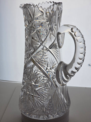 ABP cut glass pitcher American brilliant blown blank Bob27