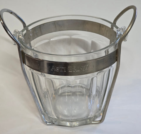 Glass ice tub in silver stand