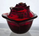 L.E Smith Glass red rose bowl with lid Glows