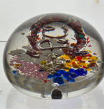 Art glass Horse Shoe with initials "P.C" paperweight,